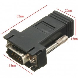 Adaptador Extens&atilde;o VGA Macho para Cabo LAN CAT5, CAT5e, CAT6, RJ45 Femea 
