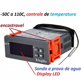 Modulo Termostato encastravel DC12V Digital -50ºC 110ºC