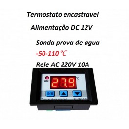 Modulo Termostato encastravel DC12V Digital -50ºC 110ºC