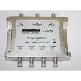 Multiswitch LNB para Satélite e Terrestre com 3 entradas e 4 saídas
