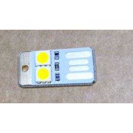 Lampada USB 2 leds alto brilho, furaçao porta chaves tom quente 