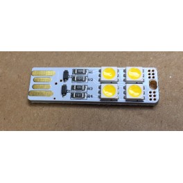 Lampada USB 4 leds alto brilho, furaçao porta chaves tom quente 