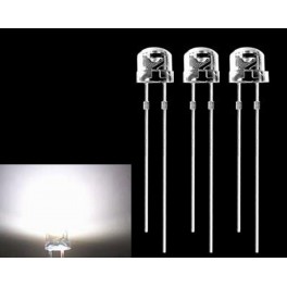 5X Led 5mm hat angulo alargado cristal branco alto brilho