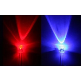 2X Led Pisca 5mm cristal auto 1s Vermelho - Azul