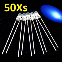 50X Led 3mm cristal azul alto brilho 