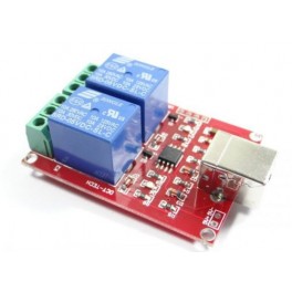 Modulo 2 reles controladas por USB ON OFF por software cargas 220V 10A 