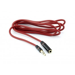 Cabo extensao audio jack 3.5mm M 3.5mm F 1.2mts vermelho 