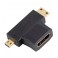 Ficha / Conversor HDMI Femea para Micro e Mini HDMI Macho 
