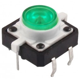 Botao Redondo LED Verde 12x12mm