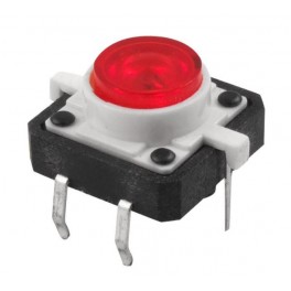 Botao Redondo LED Vermelho 12x12mm